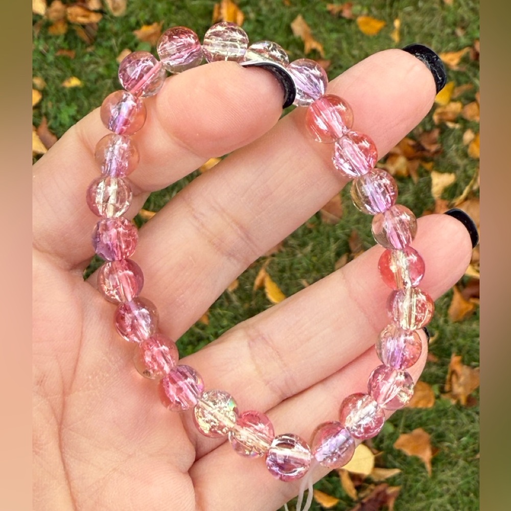 Elegant 8mm Pink Beaded Bracelet